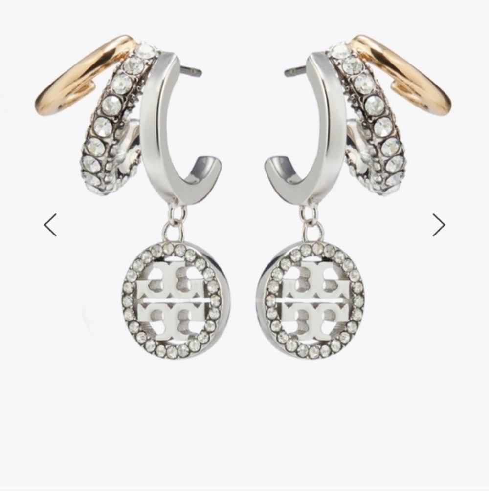 Tory Bruch ICON PAVÉ TRIPLE HOOP EARRINGS